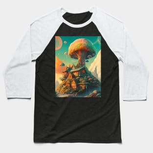 Trippy Cabin In The Forrest Baseball T-Shirt